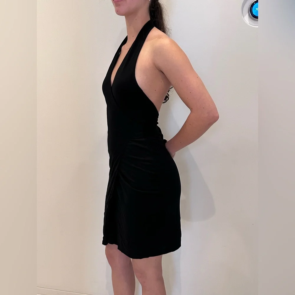 Club Monaco Black Y2K Halter Backless Wrap Dress size xs - Picture 3 of 8